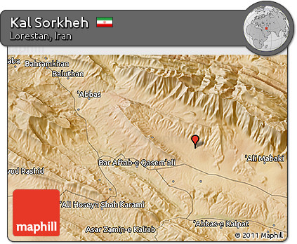Satellite 3D Map of Kal Sorkheh