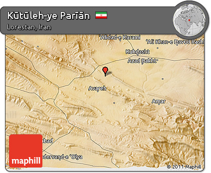 Satellite 3D Map of Kūtūleh-ye Parīān