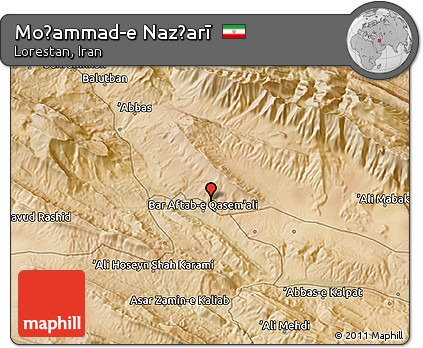 Satellite 3D Map of Moḩammad-e Naz̧arī