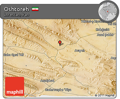 Satellite 3D Map of Oshtoreh