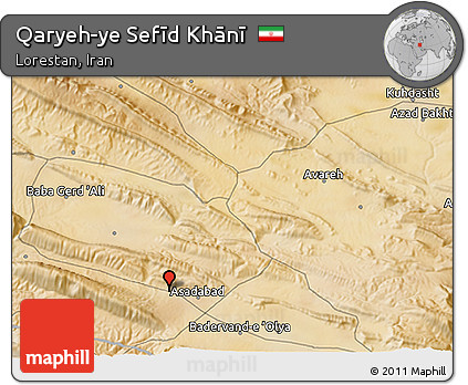 Satellite 3D Map of Qaryeh-ye Sefīd Khānī