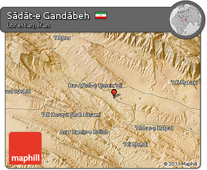 Satellite 3D Map of Sādāt-e Gandābeh