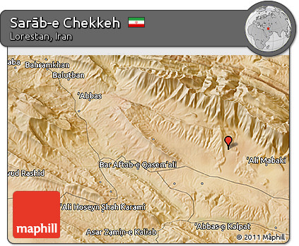 Satellite 3D Map of Sarāb-e Chekkeh