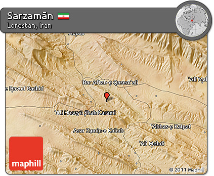 Satellite 3D Map of Sarzamān