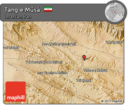 Satellite 3D Map of Tang-e Mūsá