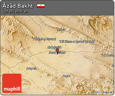 Satellite 3D Map of Āzād Bakht