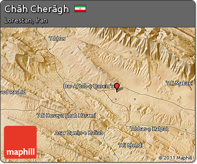 Satellite 3D Map of Chāh Cherāgh