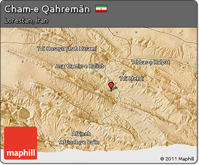 Satellite 3D Map of Cham-e Qahremān