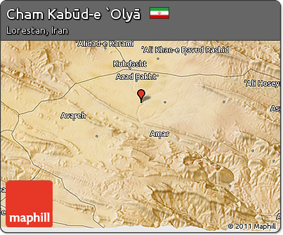 Satellite 3D Map of Cham Kabūd-e `Olyā