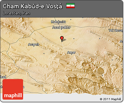 Satellite 3D Map of Cham Kabūd-e Vosţá