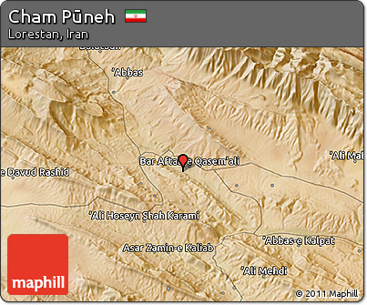 Satellite 3D Map of Cham Pūneh