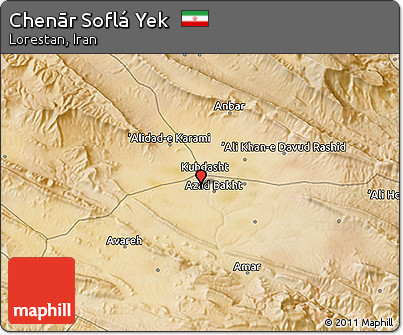 Satellite 3D Map of Chenār Soflá Yek
