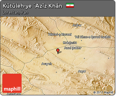 Satellite 3D Map of Kūtūleh-ye `Azīz Khān