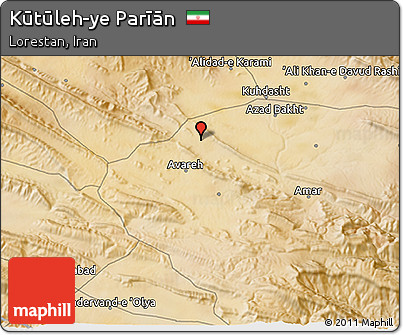 Satellite 3D Map of Kūtūleh-ye Parīān