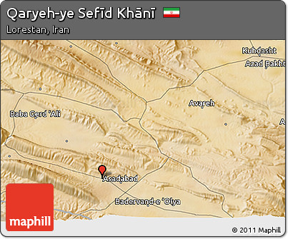 Satellite 3D Map of Qaryeh-ye Sefīd Khānī