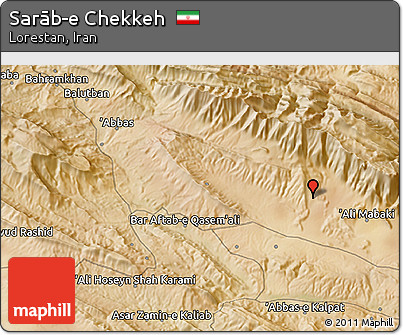 Satellite 3D Map of Sarāb-e Chekkeh