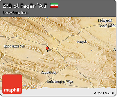 Satellite 3D Map of Z̄ū Ol Faqār `Alī