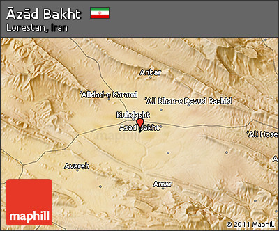 Satellite 3D Map of Āzād Bakht