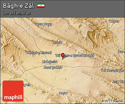 Satellite 3D Map of Bāgh-e Zāl