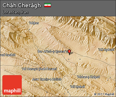 Satellite 3D Map of Chāh Cherāgh