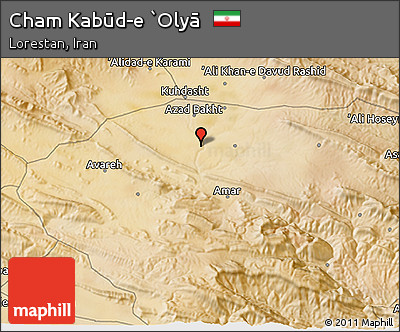 Satellite 3D Map of Cham Kabūd-e `Olyā