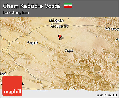 Satellite 3D Map of Cham Kabūd-e Vosţá