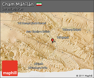 Satellite 3D Map of Cham Māhīlān