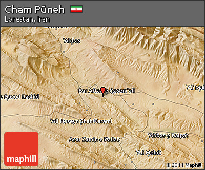 Satellite 3D Map of Cham Pūneh