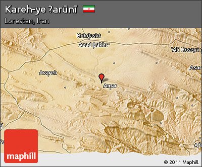 Satellite 3D Map of Kareh-ye Ẕarūnī