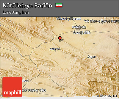 Satellite 3D Map of Kūtūleh-ye Parīān