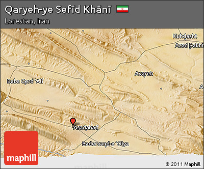 Satellite 3D Map of Qaryeh-ye Sefīd Khānī
