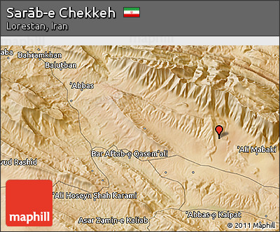Satellite 3D Map of Sarāb-e Chekkeh