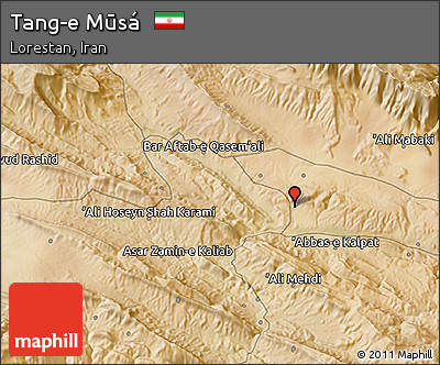 Satellite 3D Map of Tang-e Mūsá