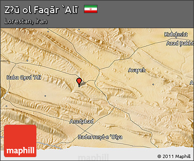 Satellite 3D Map of Z̄ū Ol Faqār `Alī