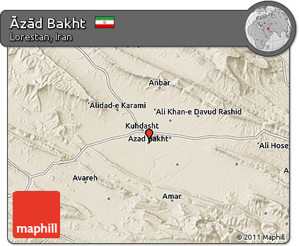 Shaded Relief 3D Map of Āzād Bakht