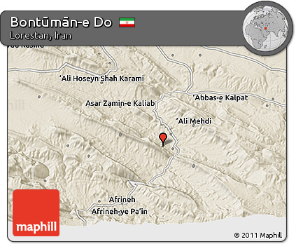 Shaded Relief 3D Map of Bontūmān-e Do