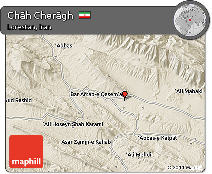 Shaded Relief 3D Map of Chāh Cherāgh
