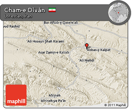 Shaded Relief 3D Map of Cham-e Dīvān