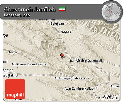 Shaded Relief 3D Map of Cheshmeh Jamīleh