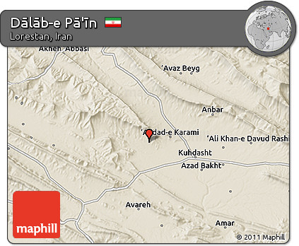 Shaded Relief 3D Map of Dālāb-e Pā'īn