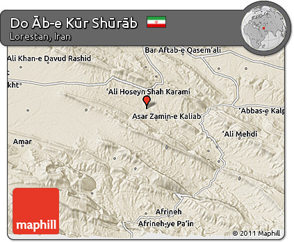 Shaded Relief 3D Map of Do Āb-e Kūr Shūrāb