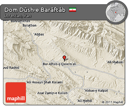 Shaded Relief 3D Map of Dom Dūsh-e Barāftāb