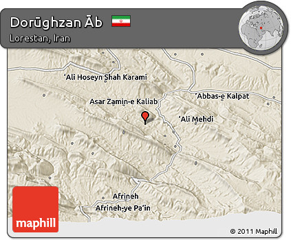 Shaded Relief 3D Map of Dorūghzan Āb