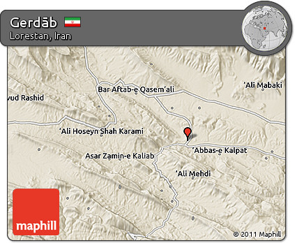 Shaded Relief 3D Map of Gerdāb