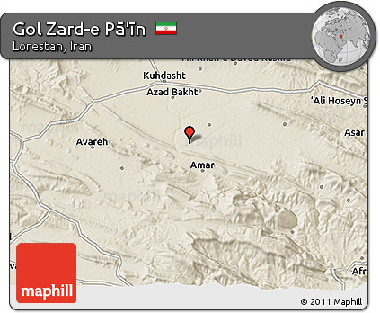 Shaded Relief 3D Map of Gol Zard-e Pā'īn