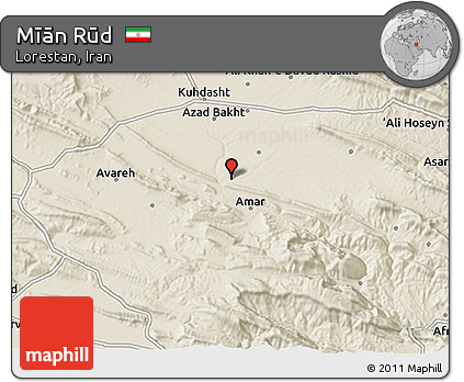 Shaded Relief 3D Map of Mīān Rūd