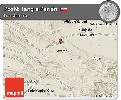 Shaded Relief 3D Map of Posht Tang-e Parīān