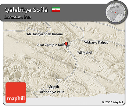 Shaded Relief 3D Map of Qālebī-ye Soflá