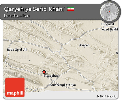 Shaded Relief 3D Map of Qaryeh-ye Sefīd Khānī