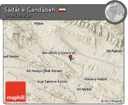 Shaded Relief 3D Map of Sādāt-e Gandābeh